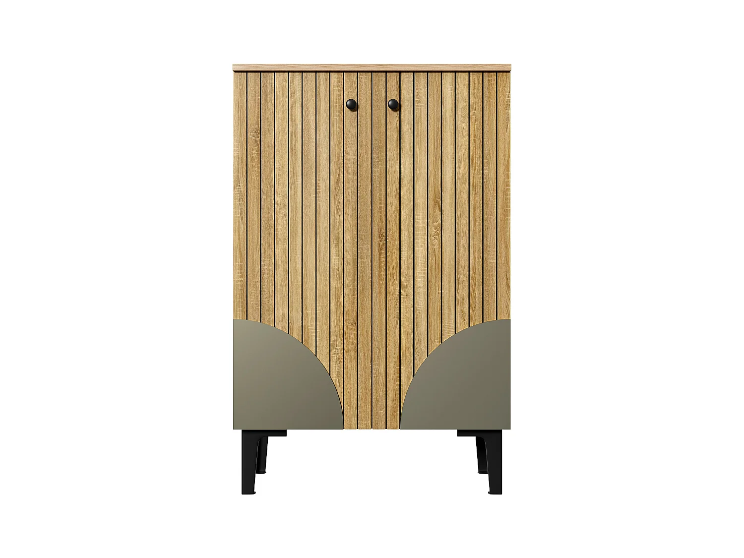 Meuble à chaussures 60x32x94 cm - 2 portes - avec 3 étagères - Pieds en métal - Naturel