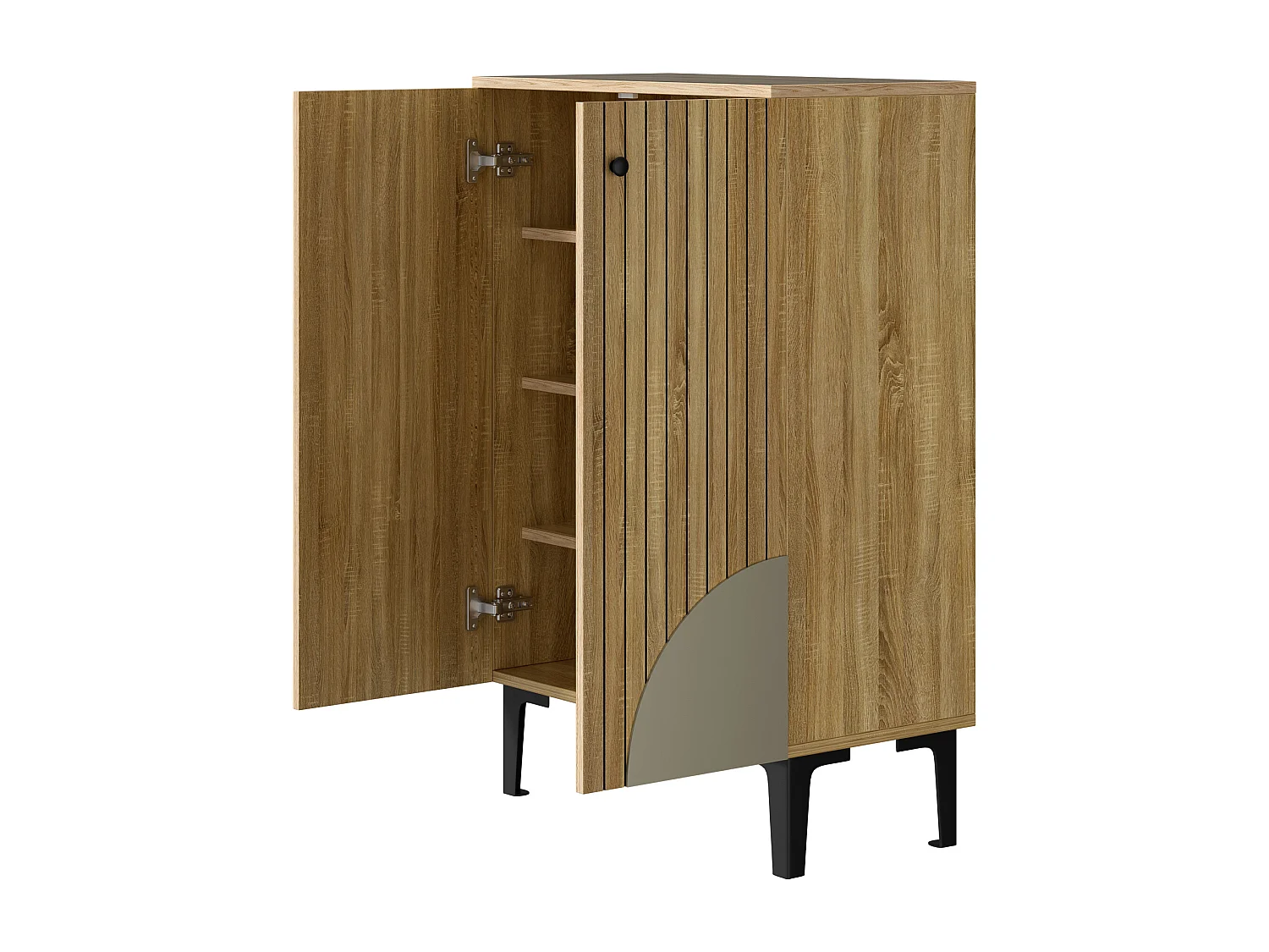 Meuble à chaussures 60x32x94 cm - 2 portes - avec 3 étagères - Pieds en métal - Naturel