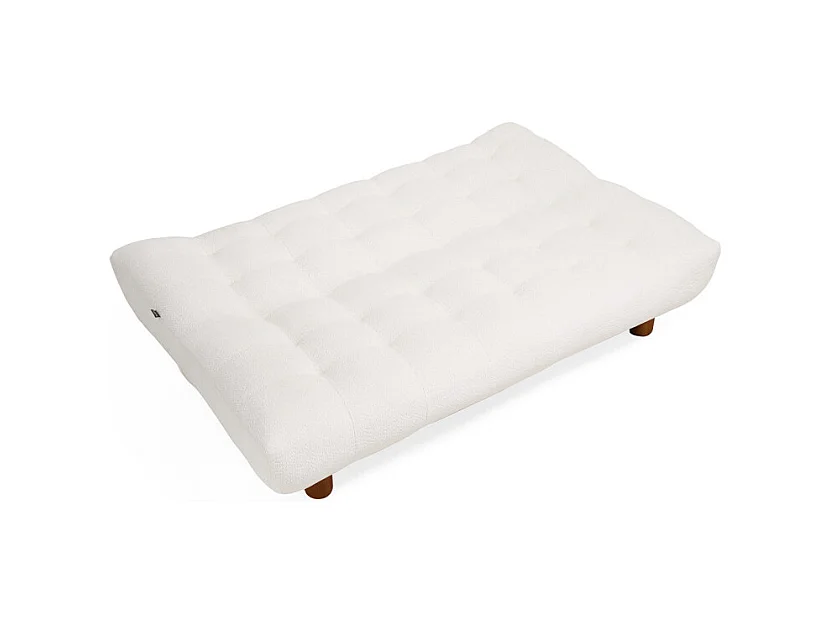 Banquette convertible capitonnée en tissu bouclette écru - VALENTIN