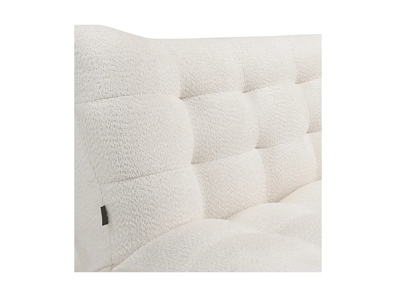 Banquette convertible capitonnée en tissu bouclette écru - VALENTIN