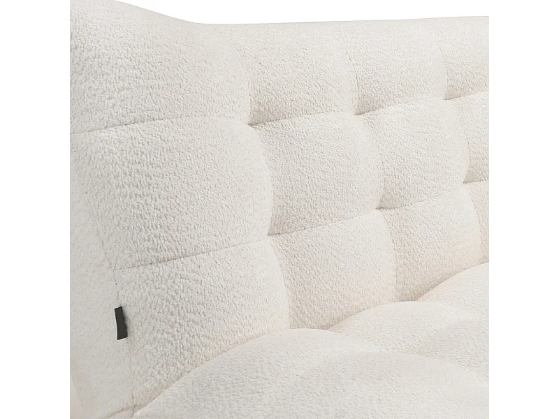 Banquette convertible capitonnée en tissu bouclette écru - VALENTIN