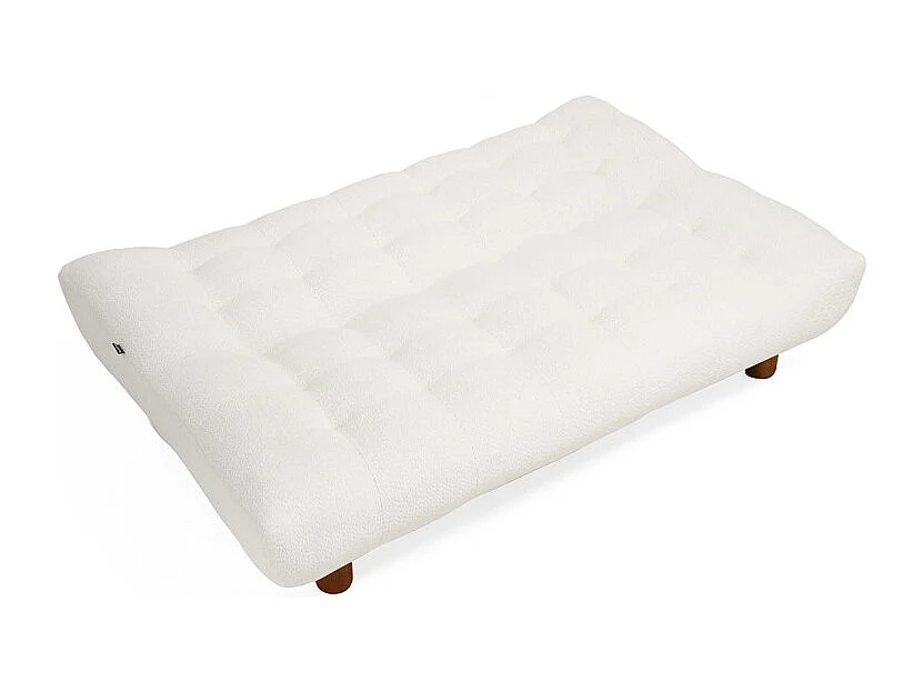Banquette convertible capitonnée en tissu bouclette écru - VALENTIN