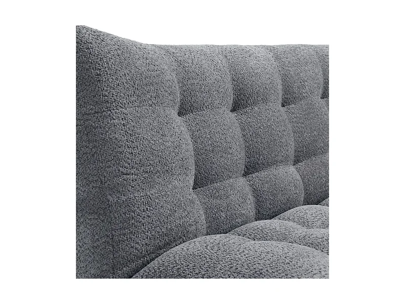 Banquette convertible capitonnée en tissu bouclette gris - VALENTIN
