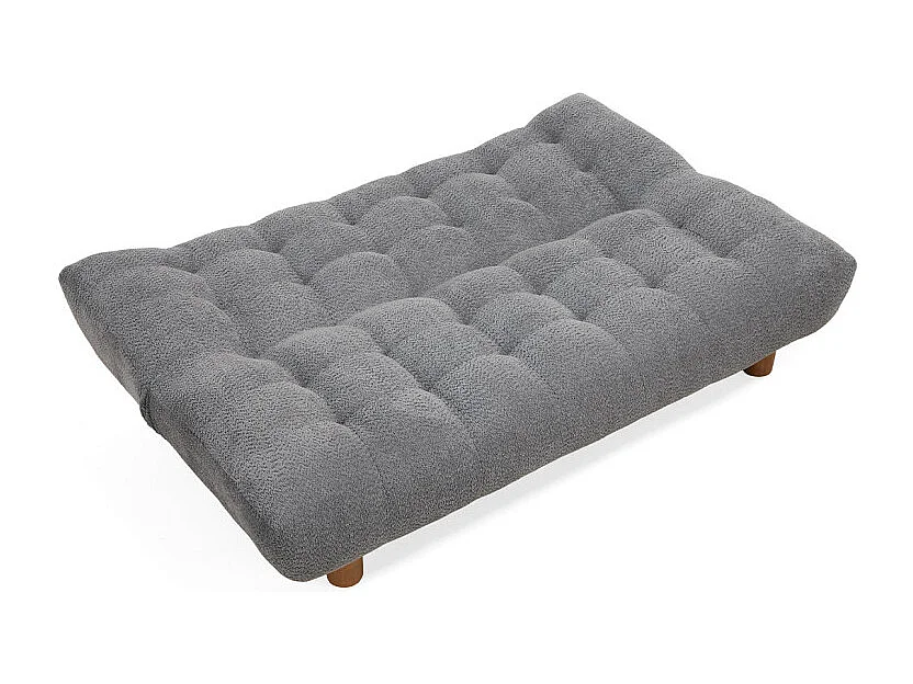 Banquette convertible capitonnée en tissu bouclette gris - VALENTIN