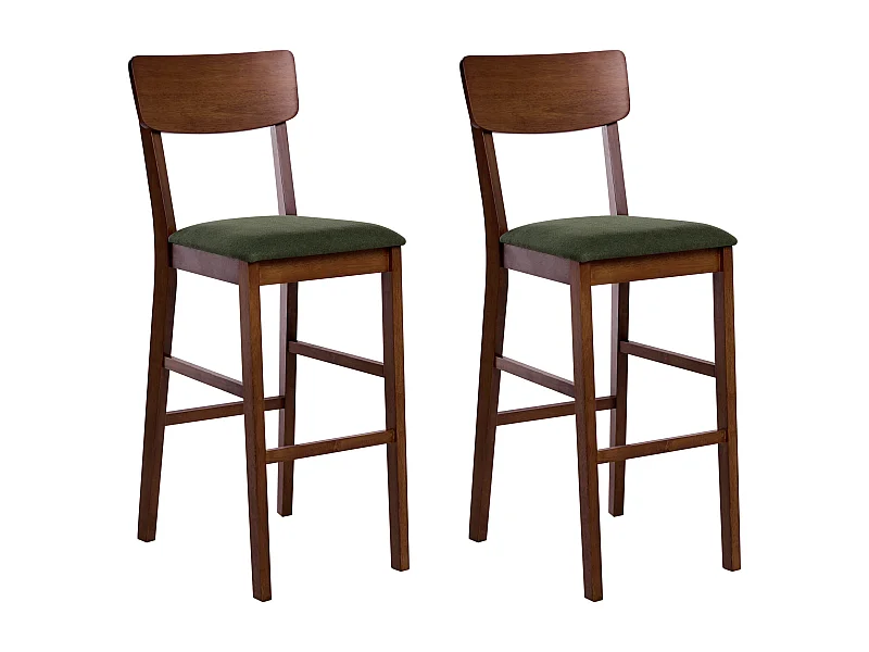 Lot de 2 chaises de bar AMBLER Bois Marron foncé/ Vert