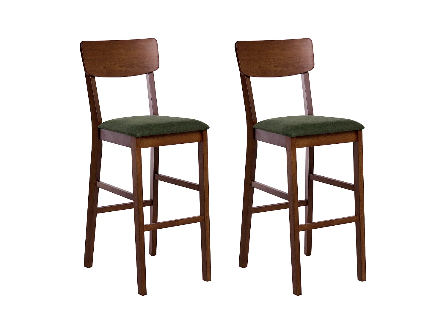 Lot de 2 chaises de bar AMBLER Bois Marron foncé/ Vert