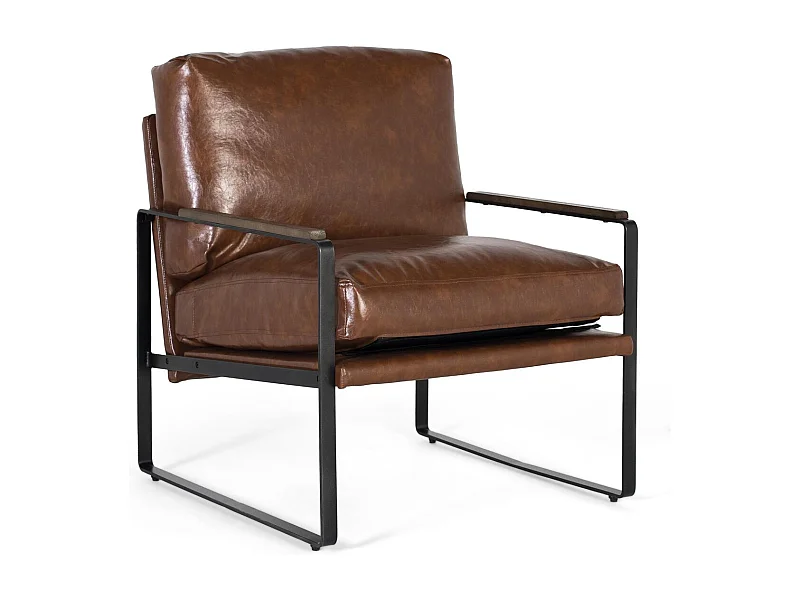 Fauteuil-industrieel in het zwart en vergelijkbaar met brun vieilli