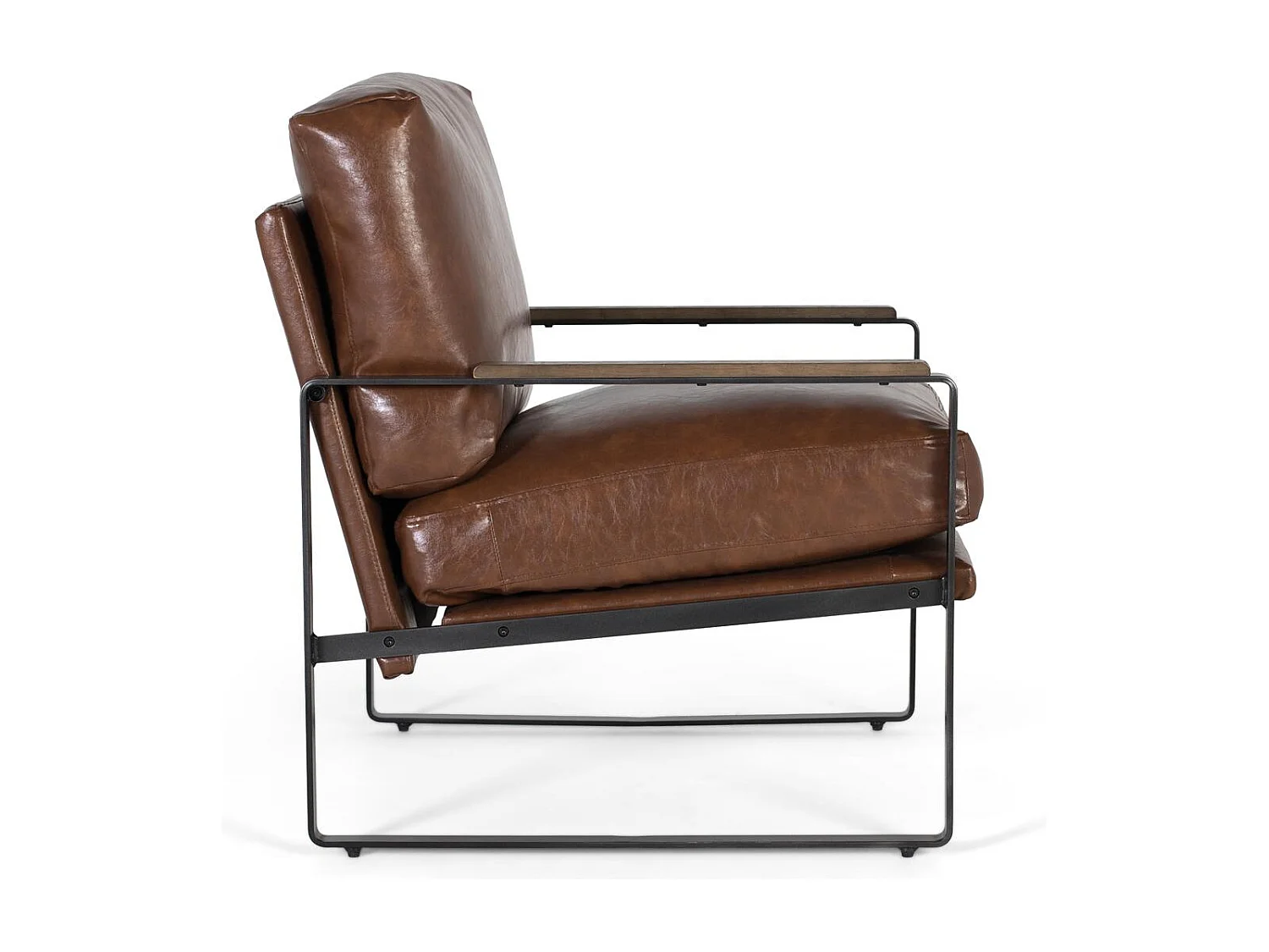 Fauteuil-industrieel in het zwart en vergelijkbaar met brun vieilli