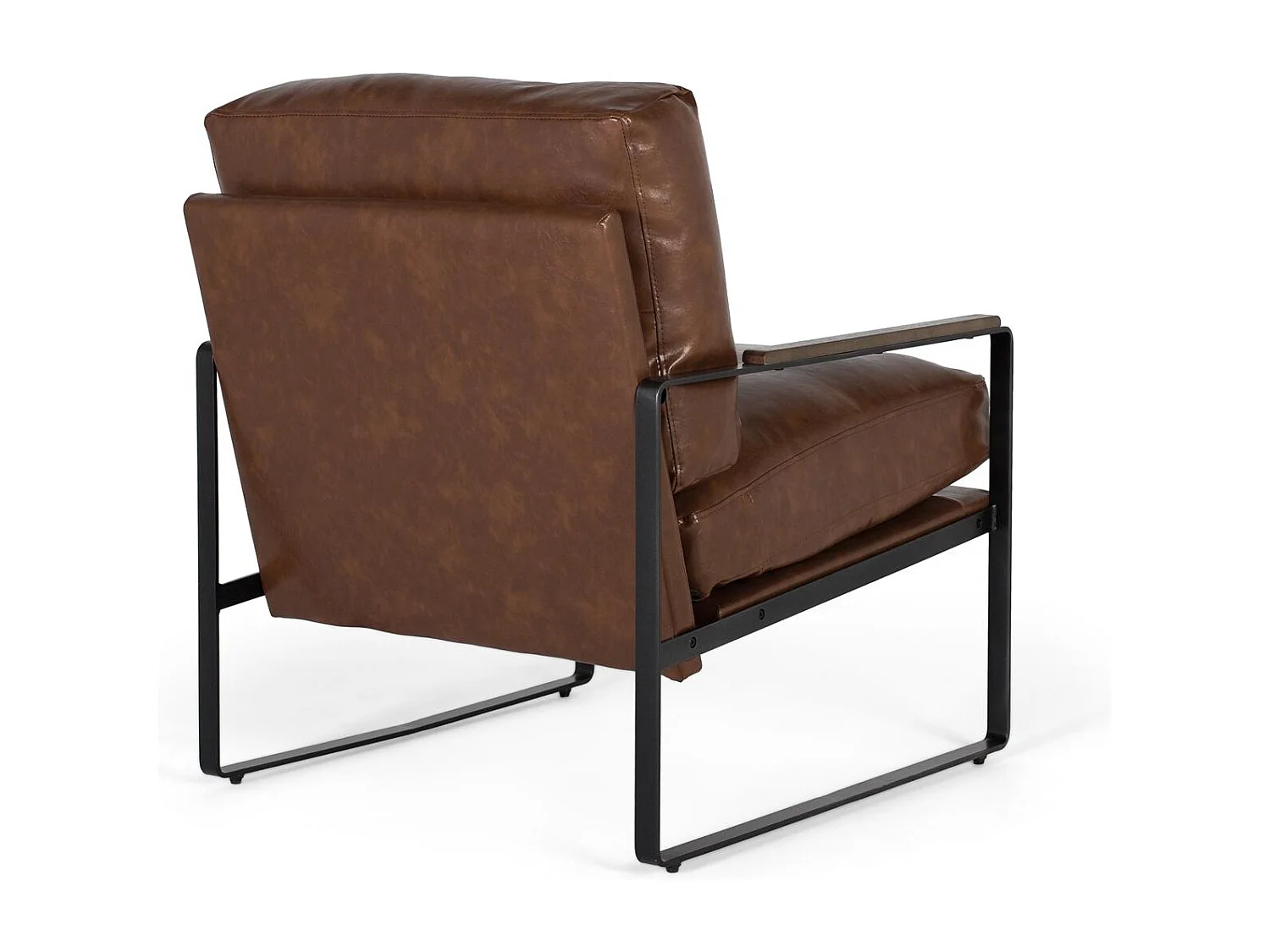 Fauteuil-industrieel in het zwart en vergelijkbaar met brun vieilli