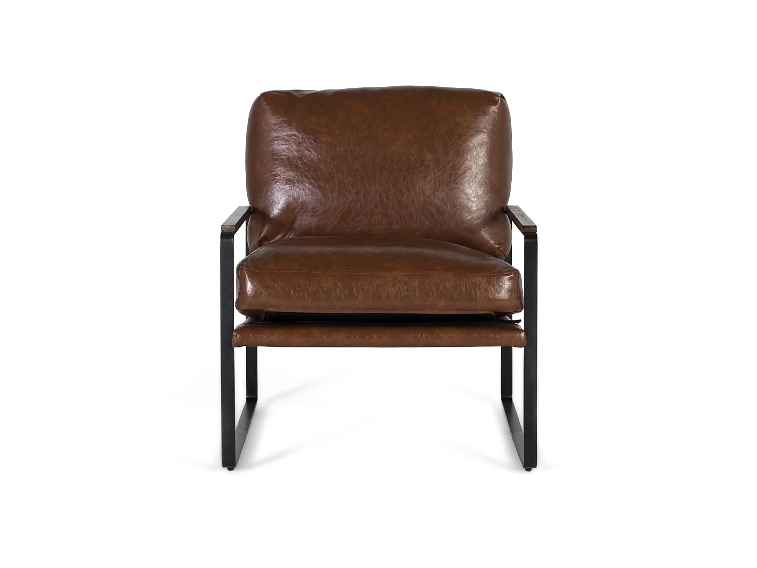 Fotel tapicerowany skórą PU 70 cm w stylu vintage industrialnym - 86x70x80
