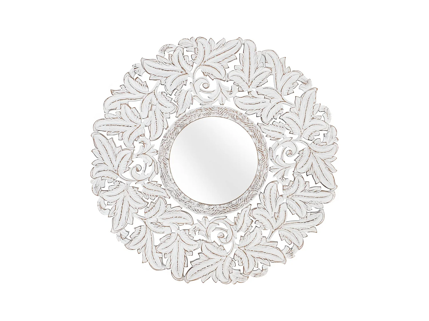 Miroir rond sculpté à la main de 120 cm de diamètre