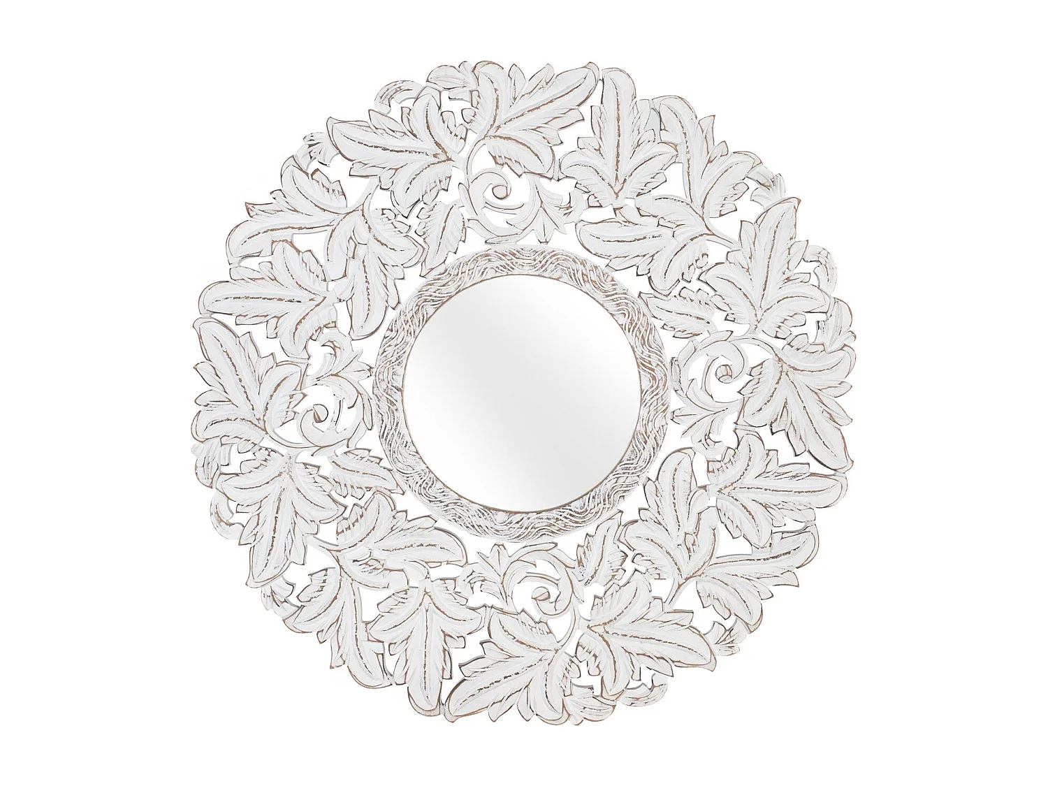 Miroir rond sculpté à la main de 120 cm de diamètre