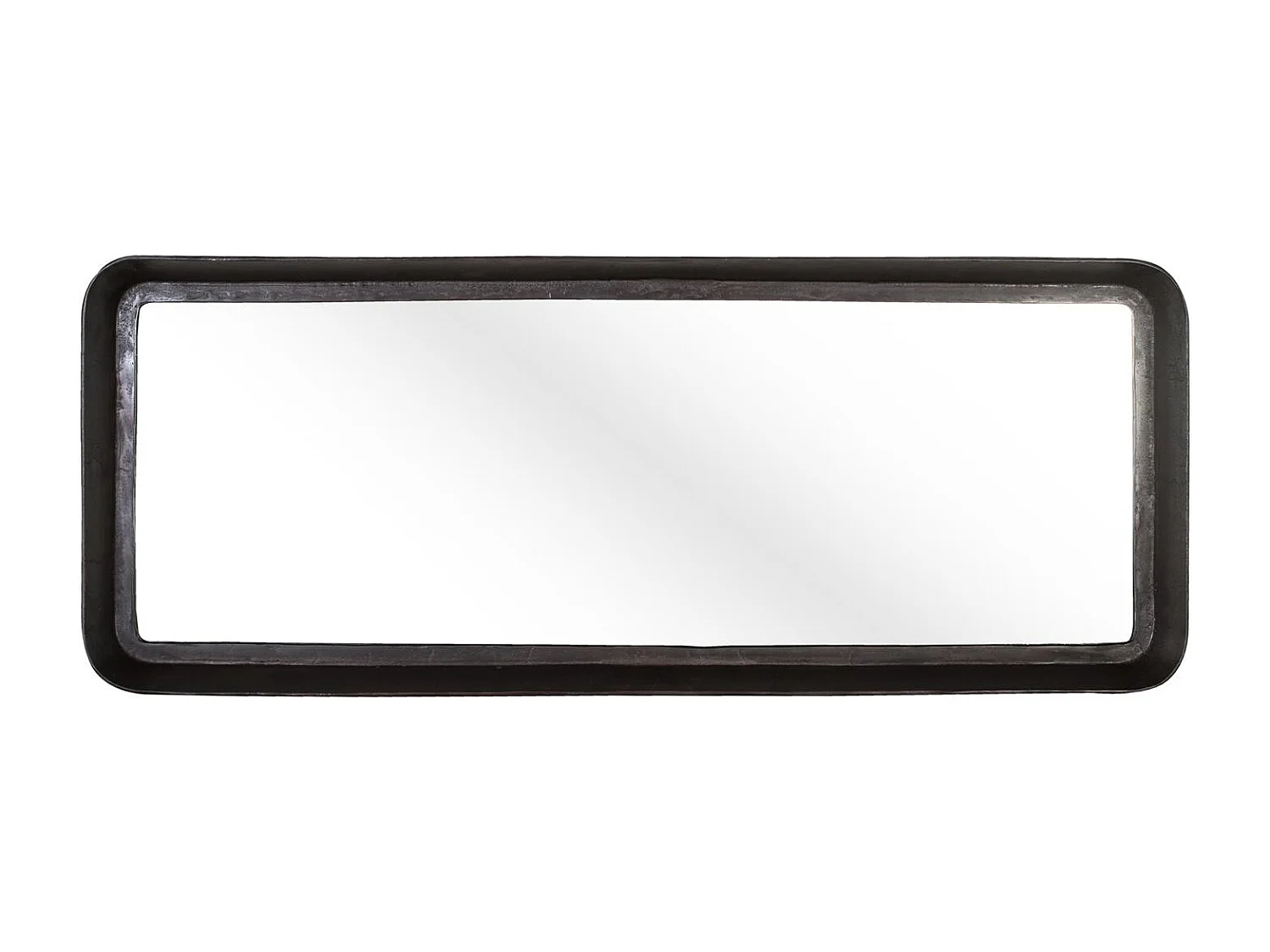 Espelho retangular com moldura de metal bronze antigo.