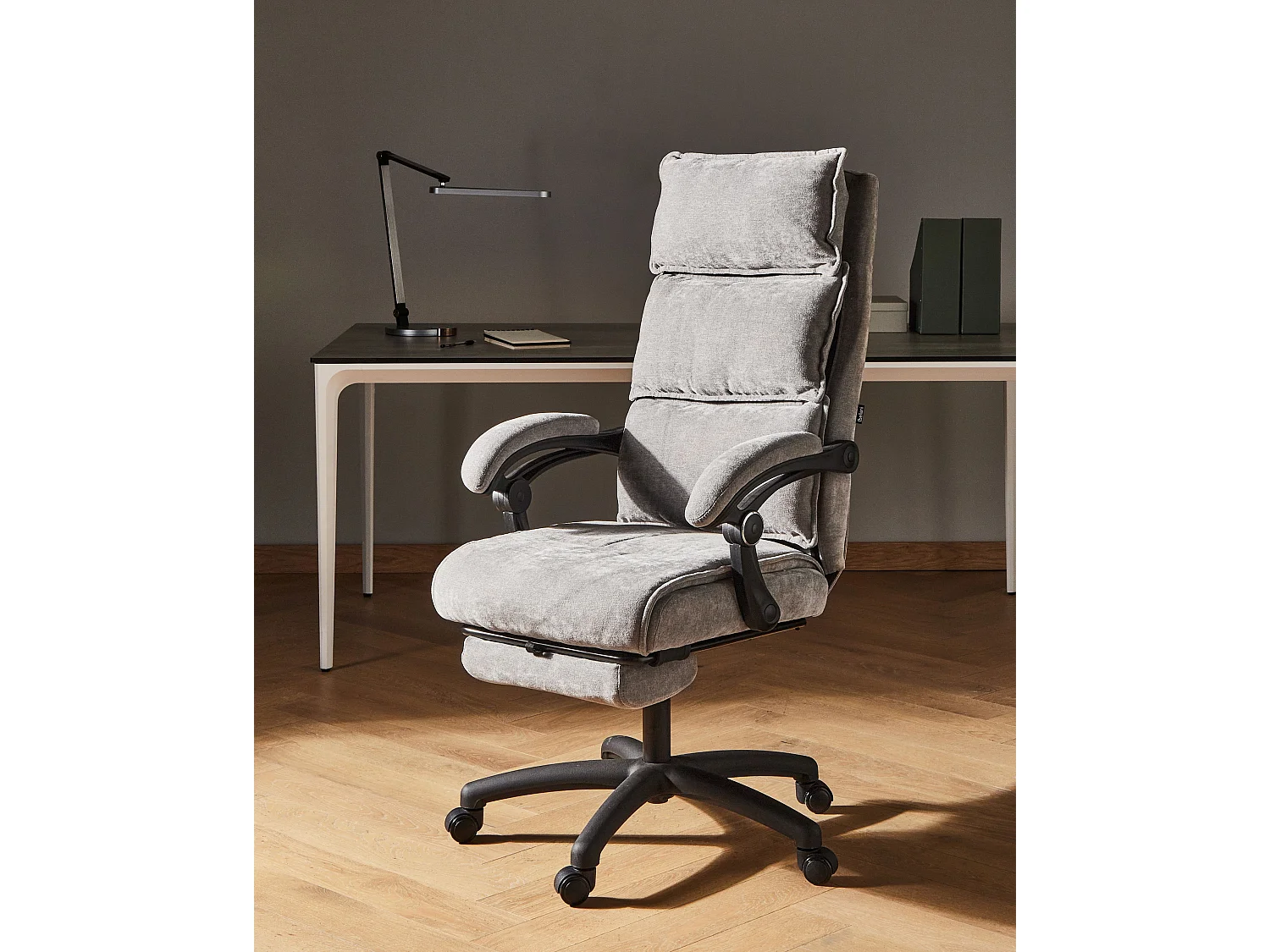 Fauteuil de bureau Repose-pieds inclus EATON Tissu chenille Gris