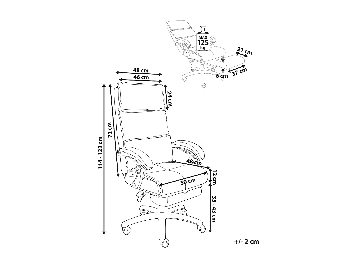Fauteuil de bureau Repose-pieds inclus EATON Tissu chenille Gris
