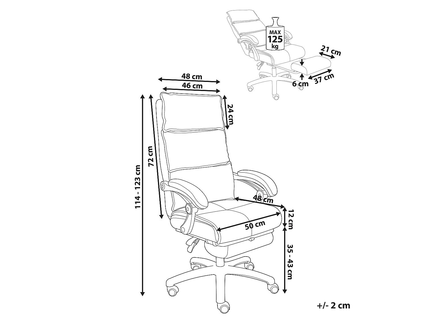 Fauteuil de bureau Repose-pieds inclus EATON Tissu chenille Beige
