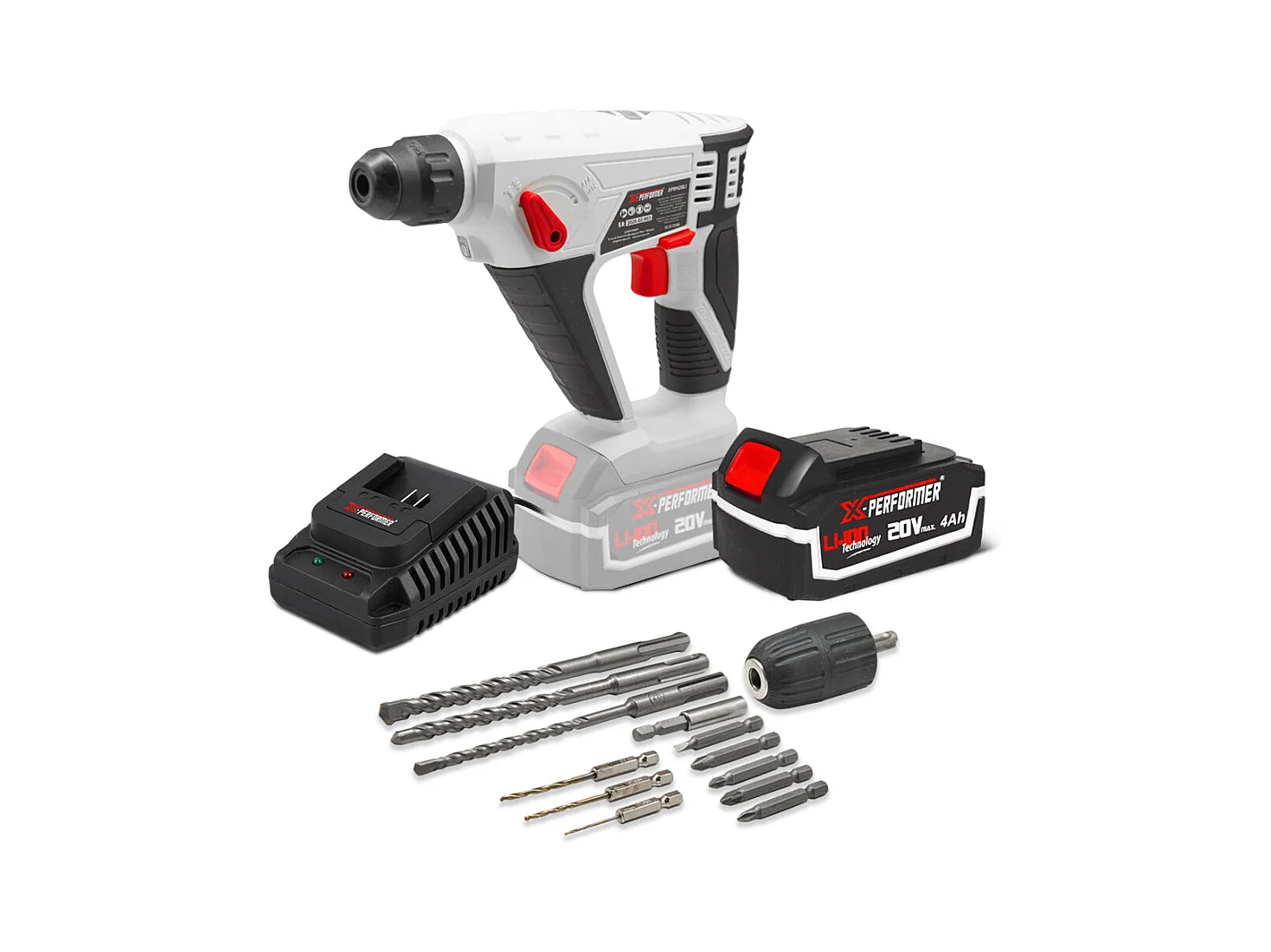 Marteau perforateur sans fil 20V avec batterie et chargeur X-Performer