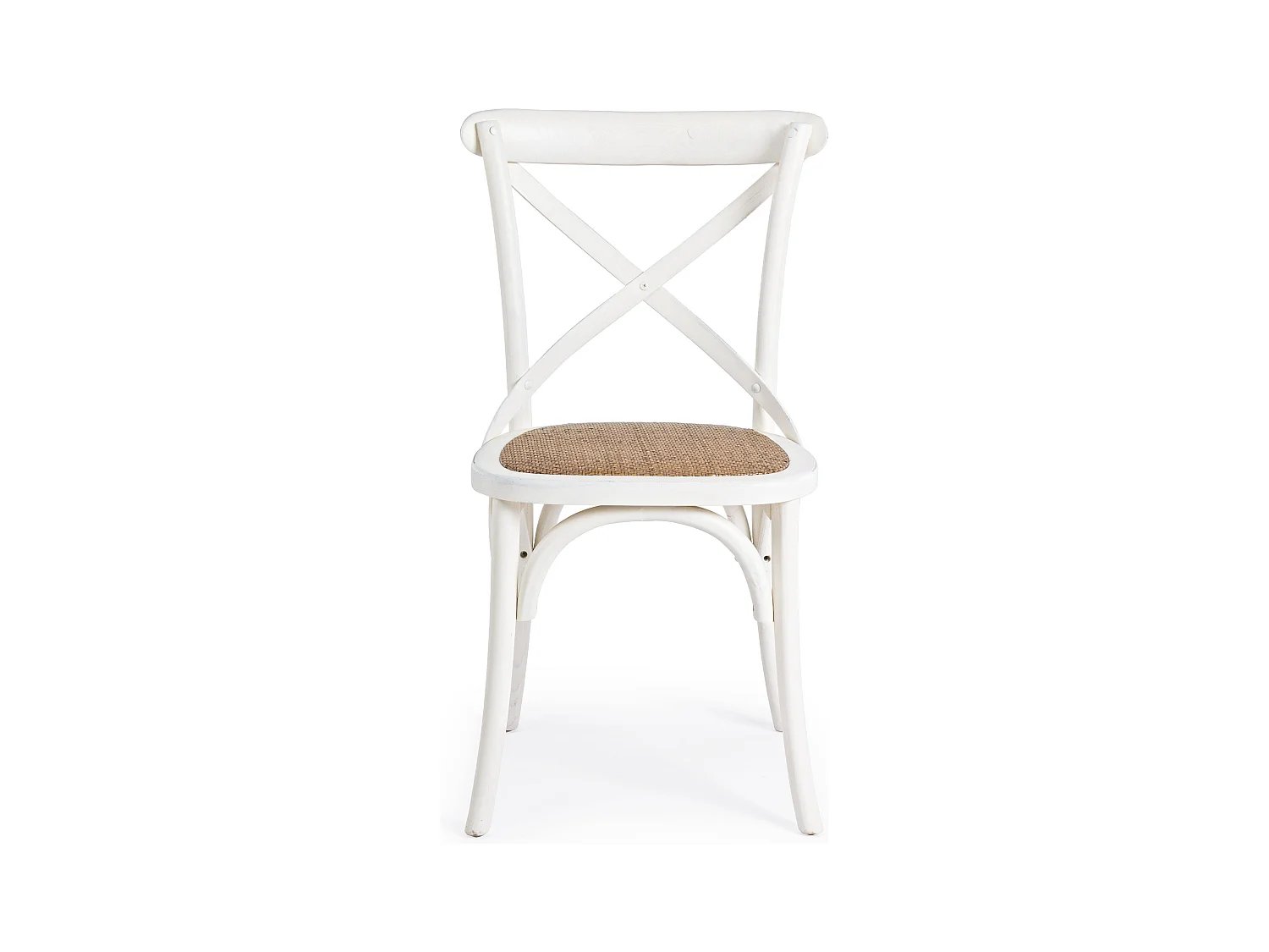 Chaise de cuisine Kiken - Fusion élégante de bois d'orme et rotin-Couleur Blanc