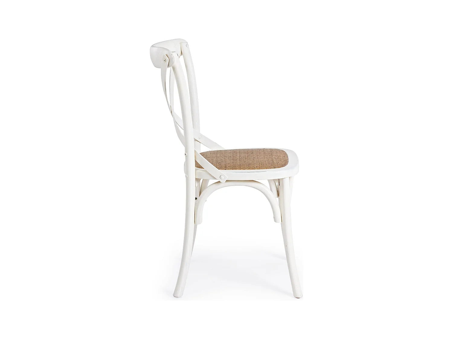 Chaise de cuisine Kiken - Fusion élégante de bois d'orme et rotin-Couleur Blanc