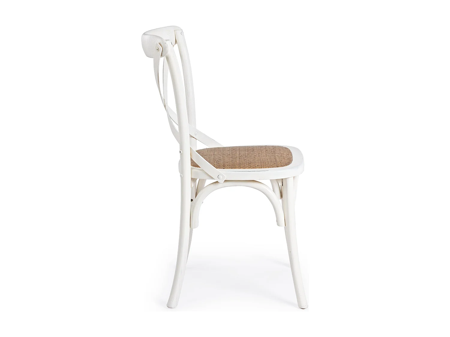 Chaise de cuisine Kiken - Fusion élégante de bois d'orme et rotin-Couleur Blanc