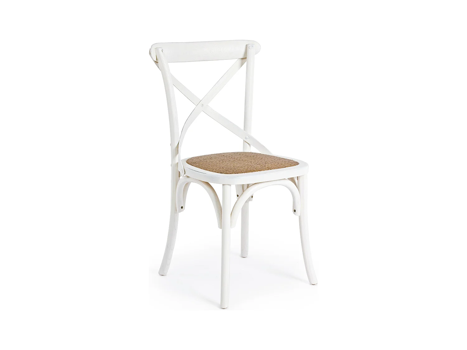 Chaise de cuisine Kiken - Fusion élégante de bois d'orme et rotin-Couleur Blanc