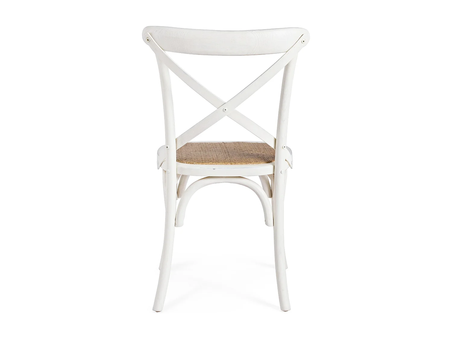 Chaise de cuisine Kiken - Fusion élégante de bois d'orme et rotin-Couleur Blanc