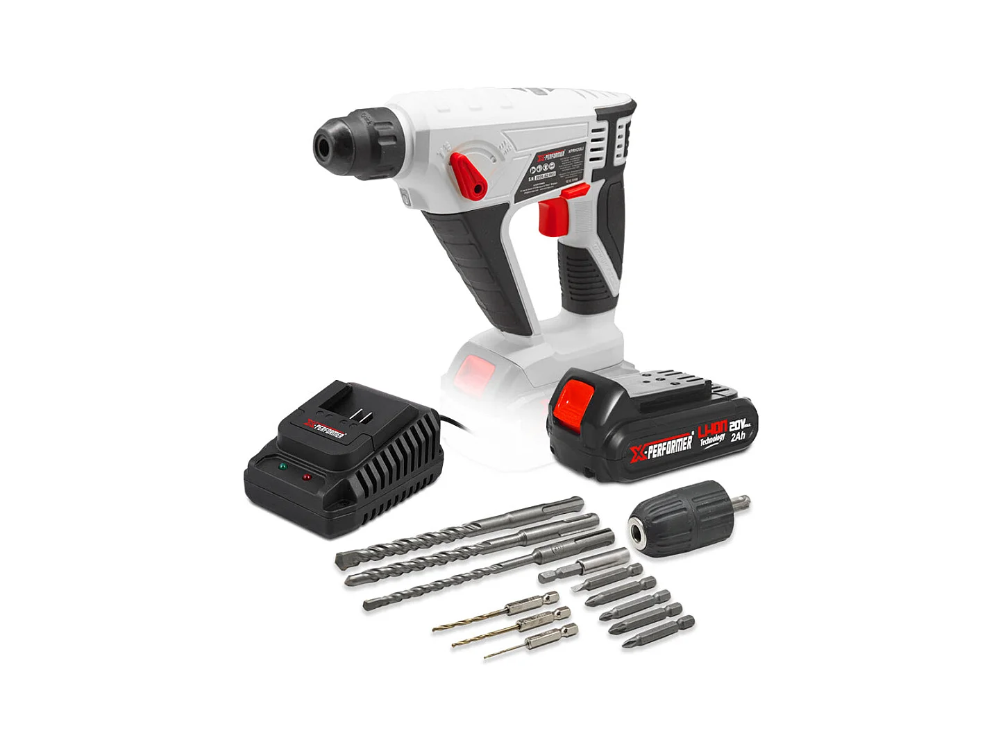Marteau perforateur sans fil X-Performer 20V avec batterie 2Ah et chargeur rapide 1H