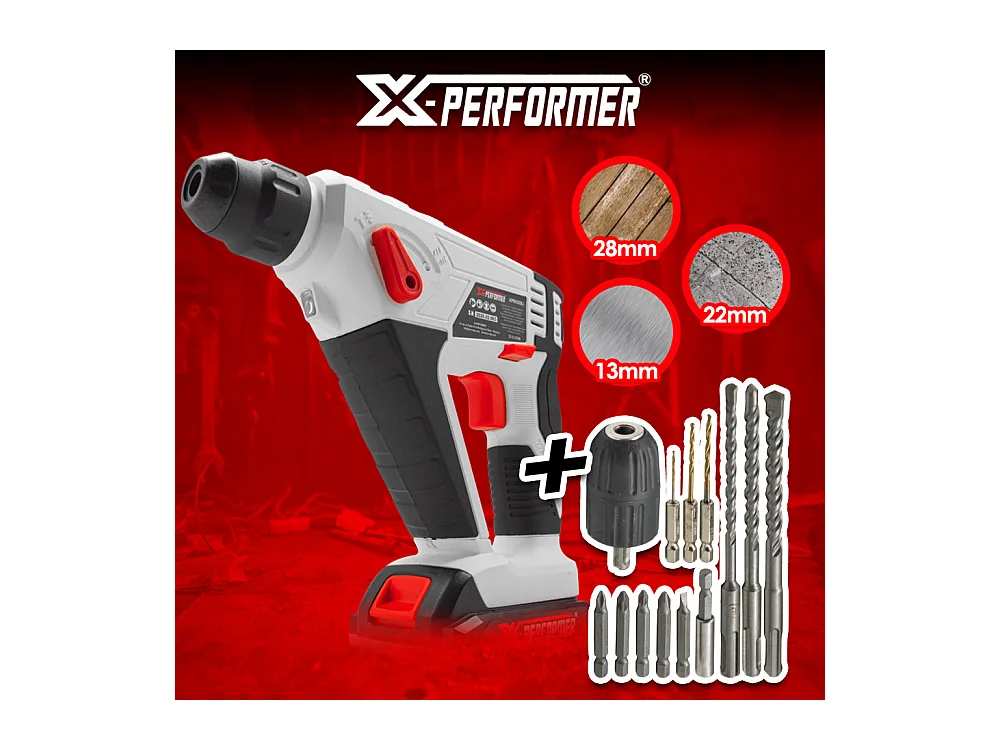 Marteau perforateur sans fil X-Performer 20V avec batterie 2Ah et chargeur rapide 1H