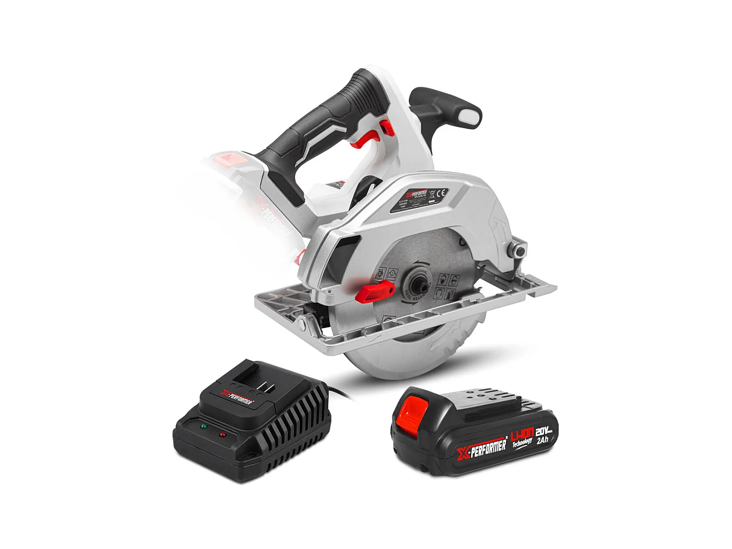 Scie circulaire sans fil X-Performer 20V - 185 mm - avec batterie 2Ah et chargeur 1H