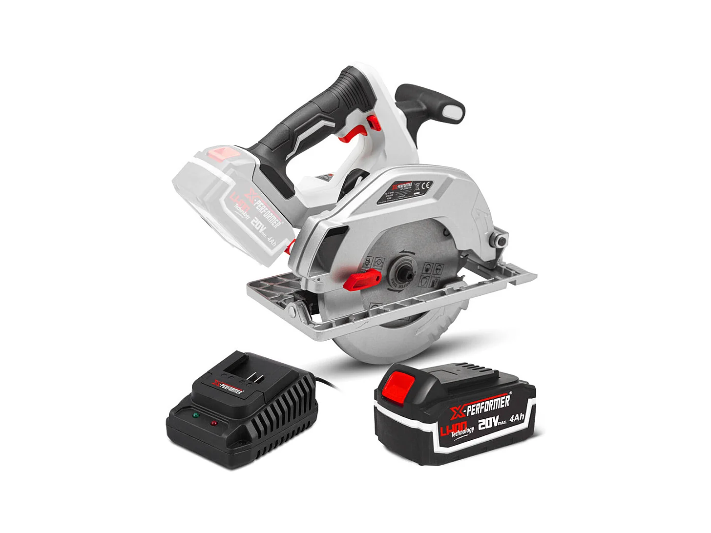 Scie circulaire sans fil X-Performer 20V - 185 mm avec batterie 4Ah et chargeur 2H