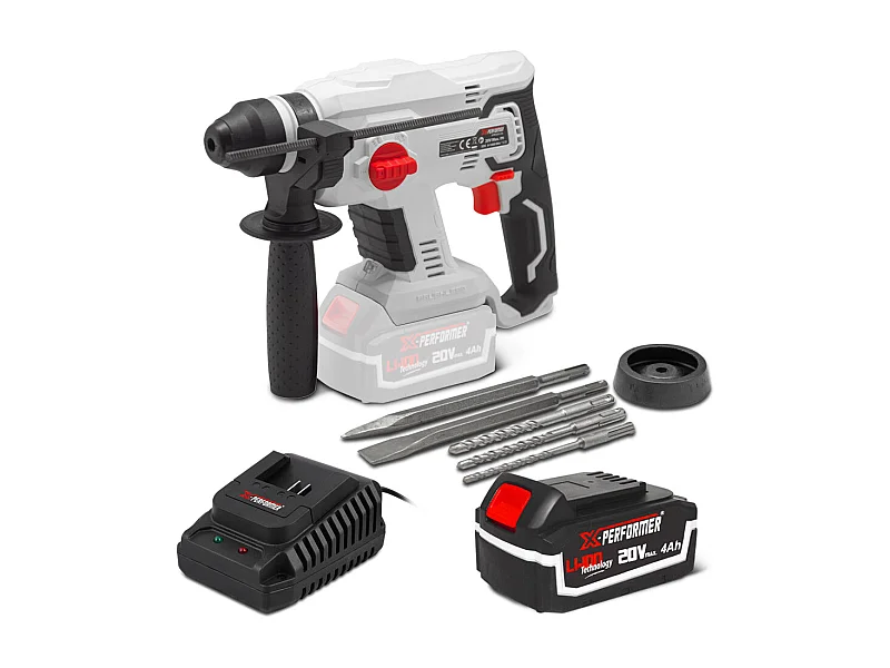 Marteau perforateur sans fil X-Performer 20V avec batterie 4Ah et chargeur rapide 2H