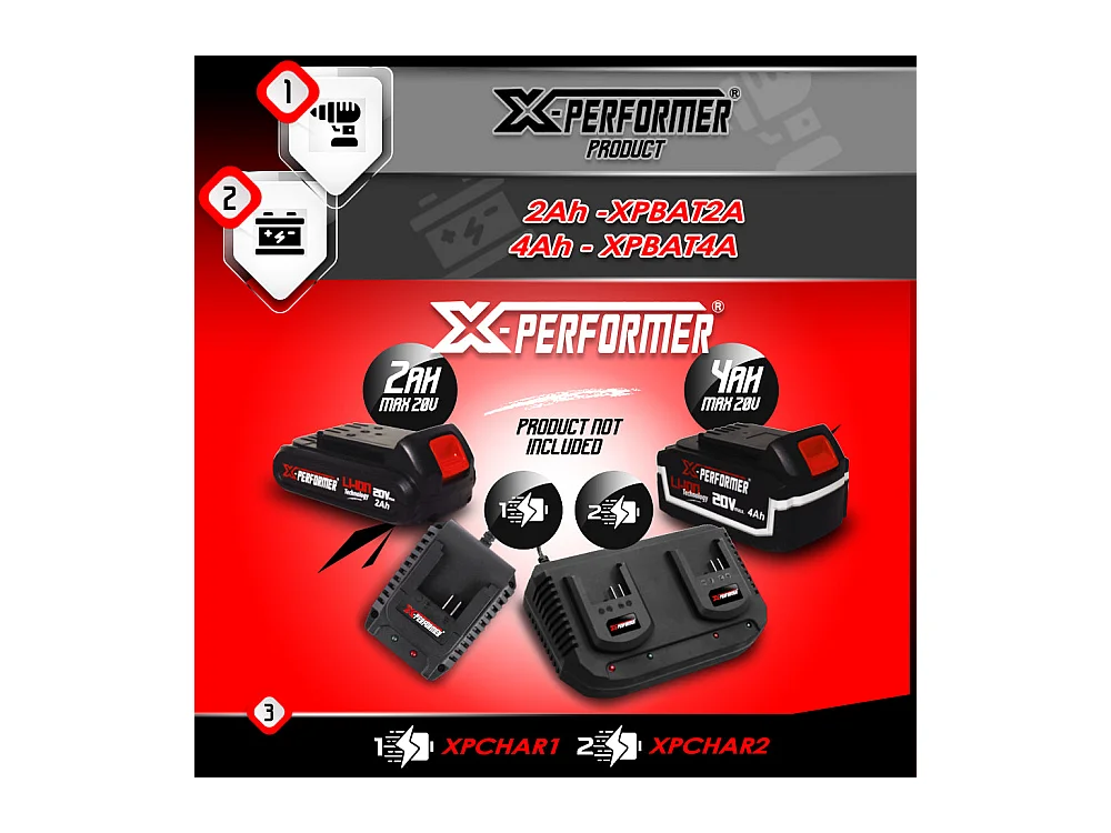 Marteau perforateur sans fil X-Performer 20V avec moteur à induction (sans batterie)