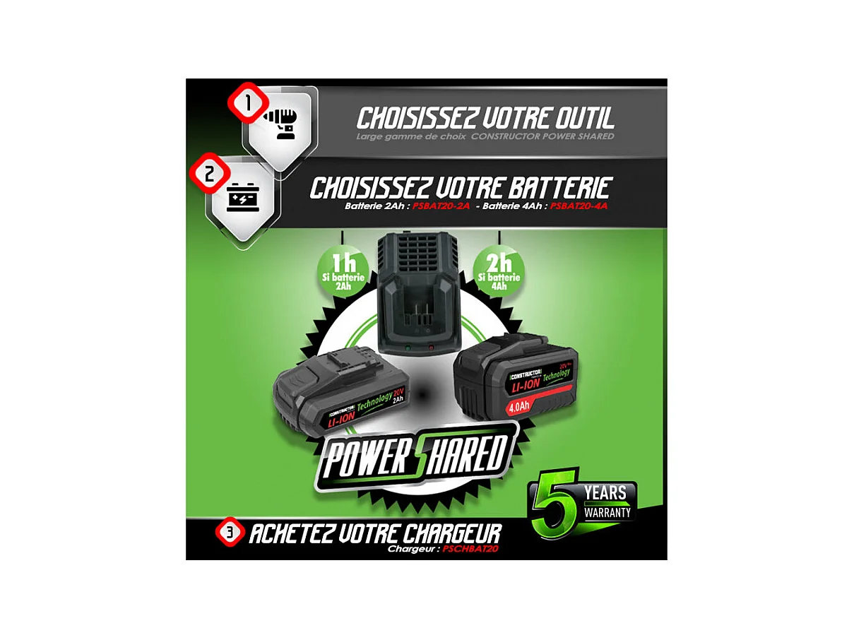 Coupe-bordures rechargeable Constructor 20V MAX sans batterie