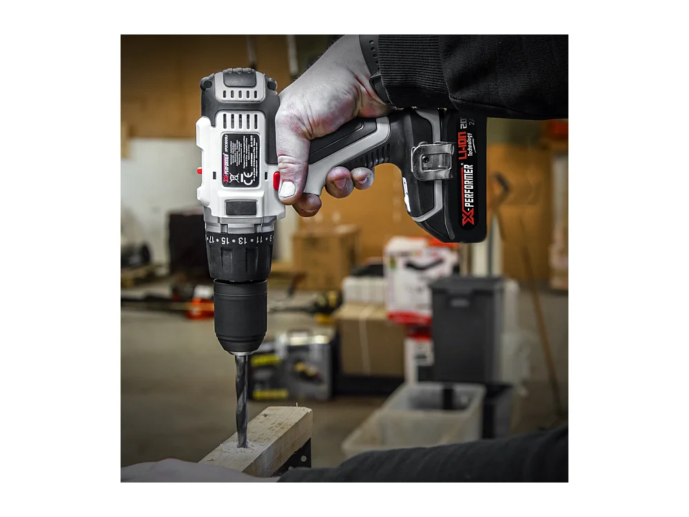 Perceuse visseuse à percussion 20V – mandrin 13 mm – avec batterie 2Ah & chargeur rapide 1H – X-Performer
