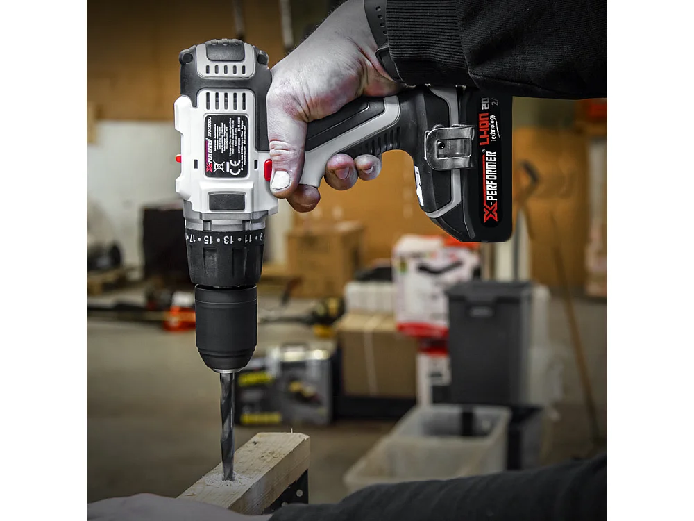 Perceuse visseuse à percussion 20V – mandrin 13 mm – avec batterie 2Ah & chargeur rapide 1H – X-Performer