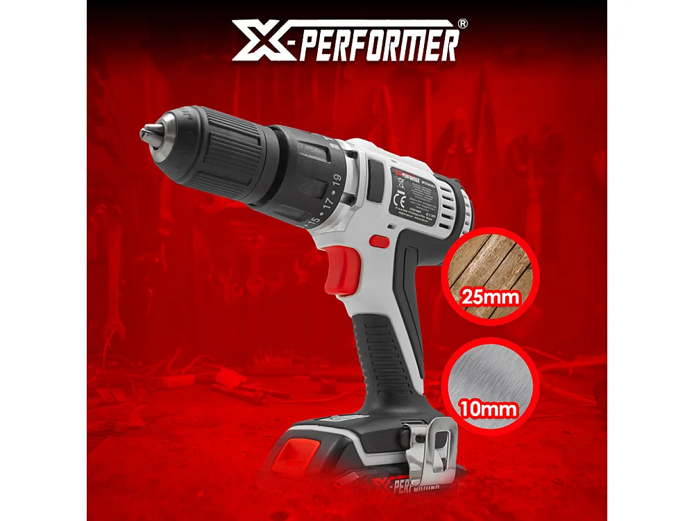 Perceuse visseuse à percussion 20V – mandrin 13 mm – avec batterie 2Ah & chargeur rapide 1H – X-Performer