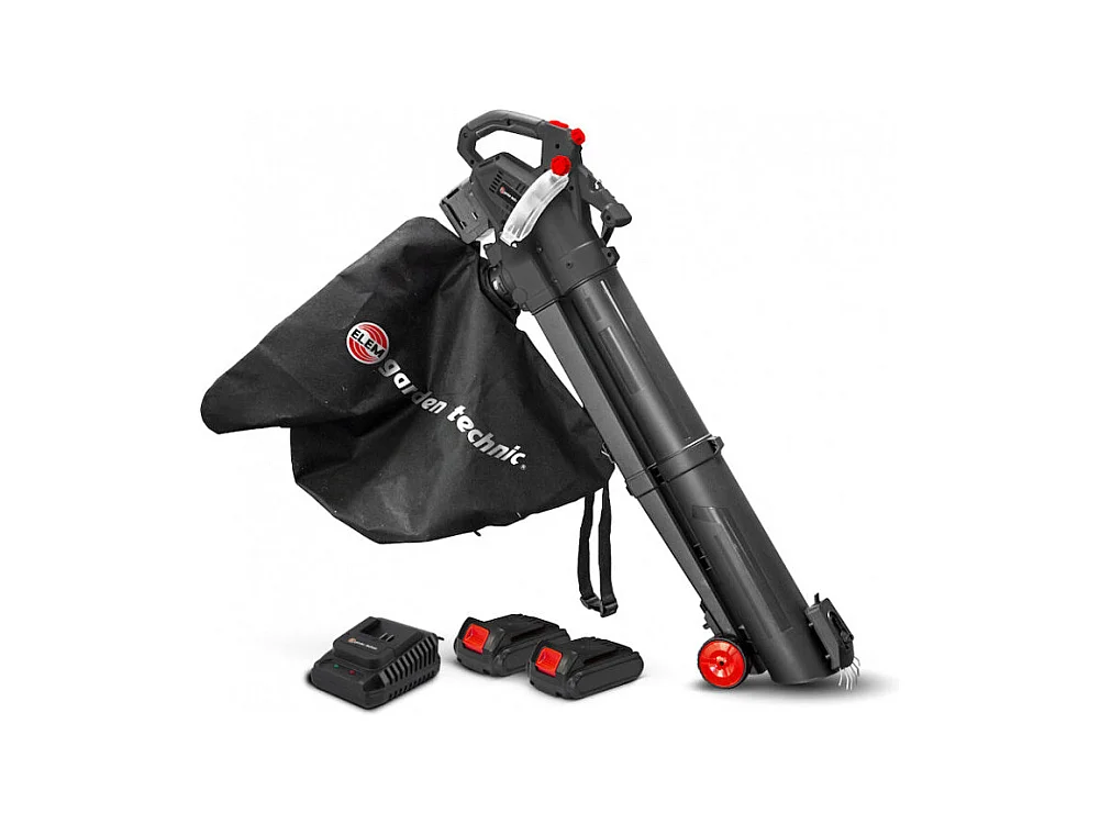 Accu Bladblazer, -zuiger, -versnipperaar 2x20V met batterijen en lader - Elem Garden Technic