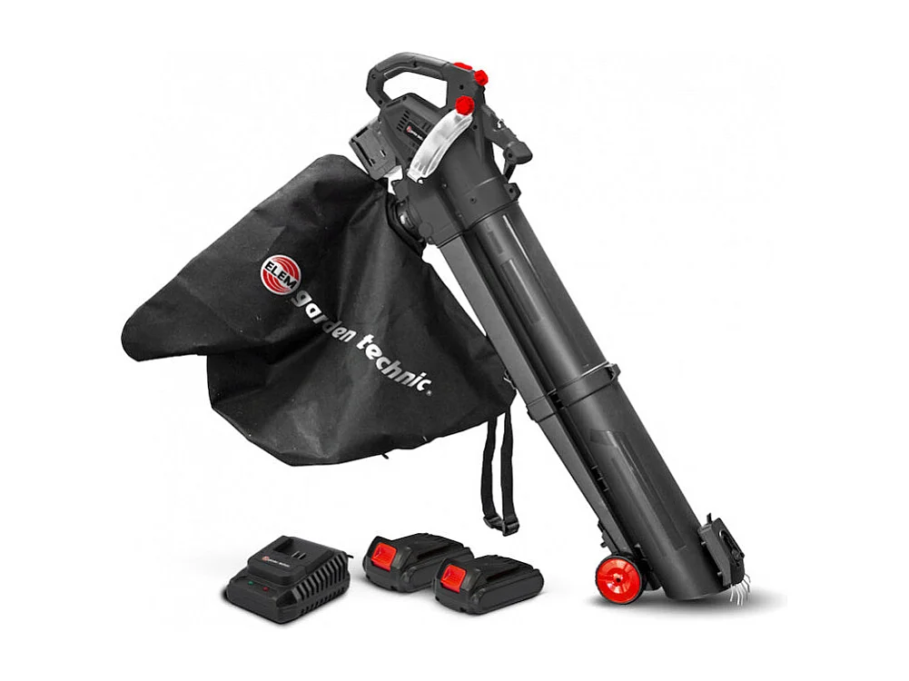 Aspirateur, Souffleur, Broyeur rechargeable 2x20V avec batteries et chargeur - Elem Garden Technic