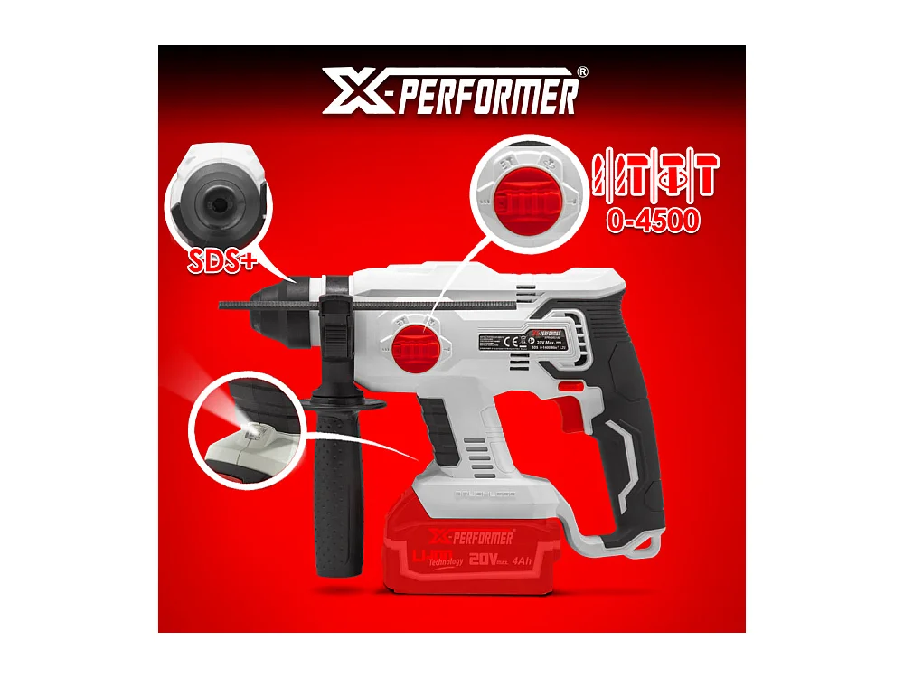 Marteau perforateur sans fil X-Performer 20V avec batterie et chargeur