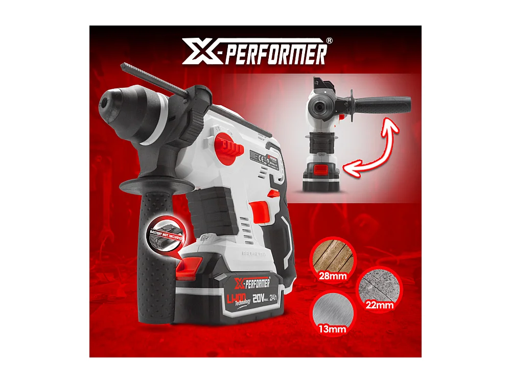 Marteau perforateur sans fil X-Performer 20V avec batterie et chargeur
