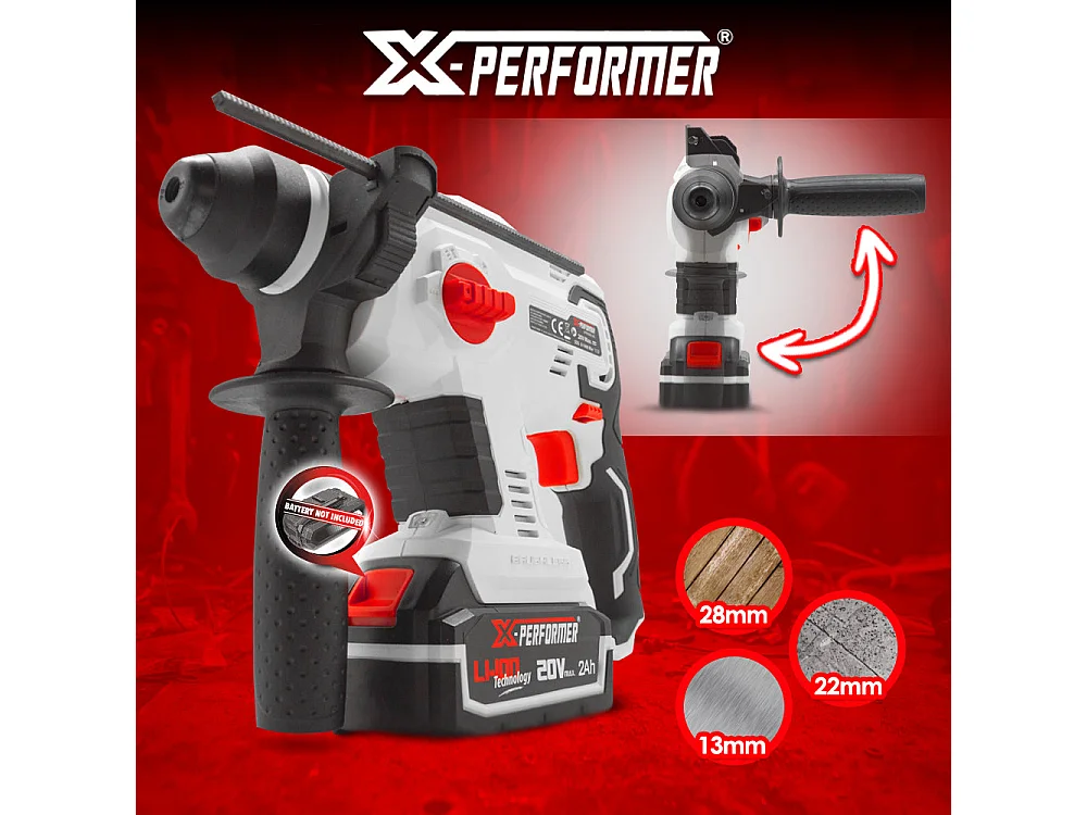 Marteau perforateur sans fil X-Performer 20V avec batterie et chargeur