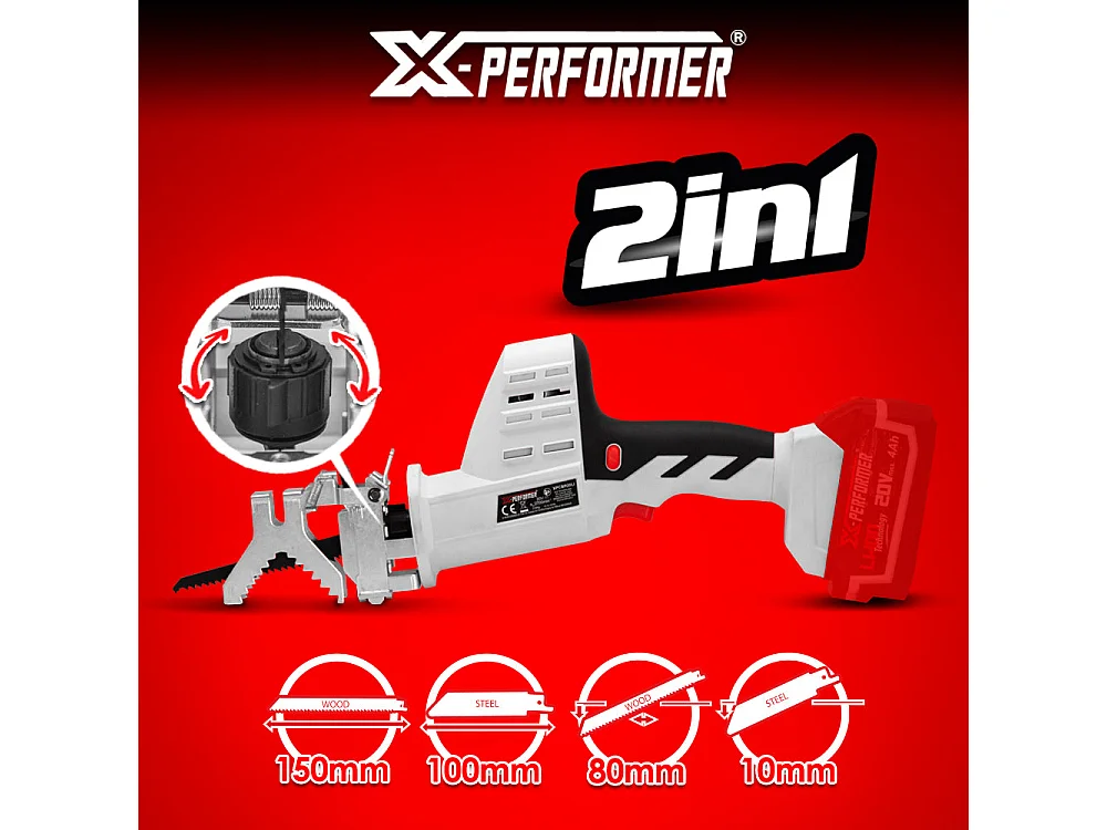 Scie à ébrancher sans fil 20V X-Performer pour bois et métal (sans batterie)