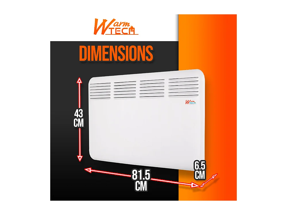 Convecteur mural 2000 W - Thermostat électronique - Timer 24 h - Blanc