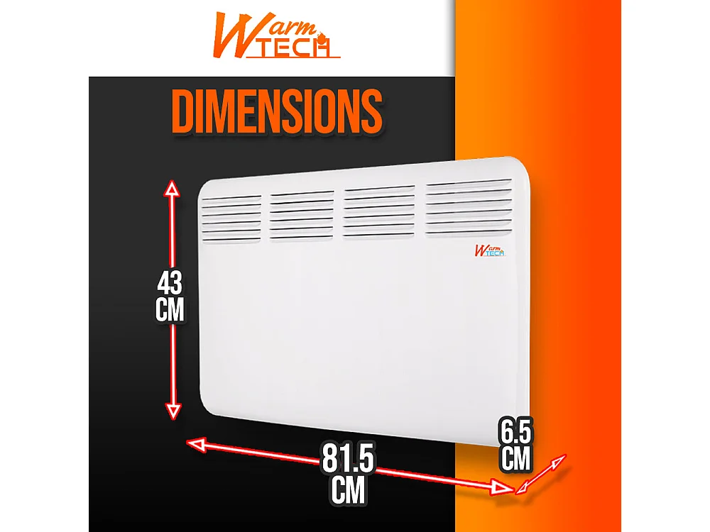 Convecteur mural 2000 W - Thermostat électronique - Timer 24 h - Blanc