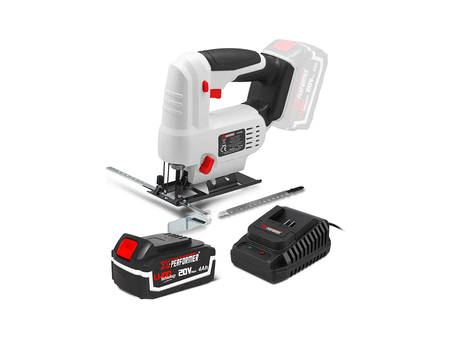 Scie sauteuse pendulaire sans fil 20V X-Performer – Coupe bois 51 mm / acier 2 mm – Avec batterie 4Ah et chargeur 2H