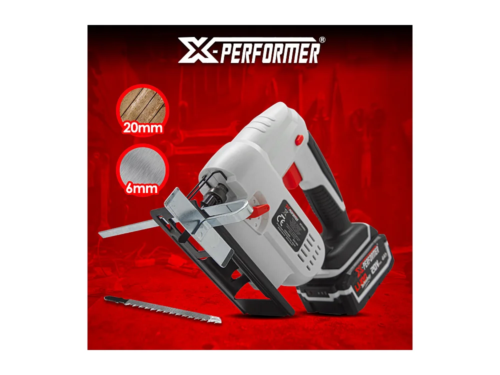 Scie sauteuse pendulaire sans fil 20V X-Performer – Coupe bois 51 mm / acier 2 mm – Avec batterie 4Ah et chargeur 2H