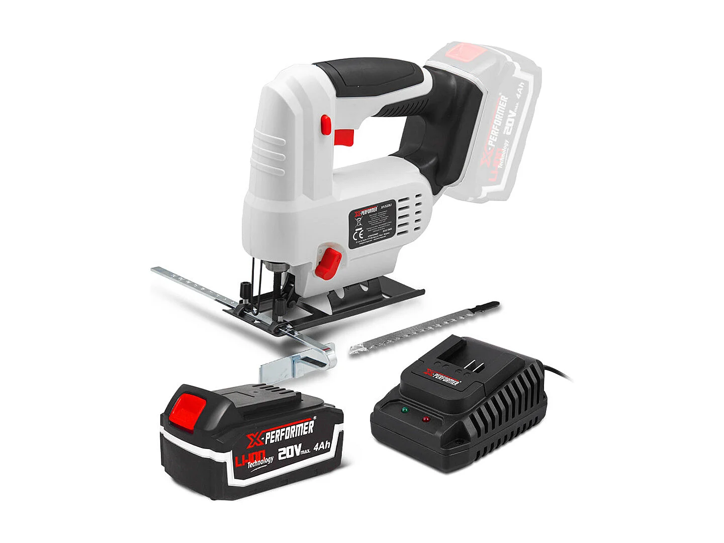 Scie sauteuse pendulaire sans fil 20V X-Performer – Coupe bois 51 mm / acier 2 mm – Avec batterie 4Ah et chargeur 2H