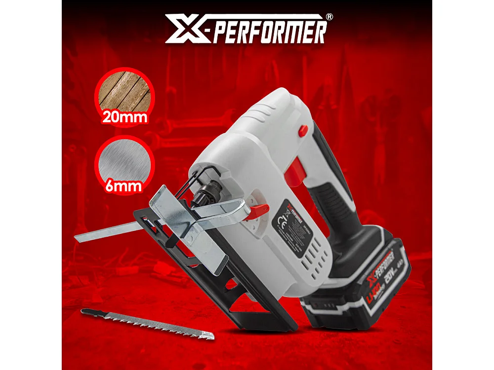 Scie sauteuse pendulaire sans fil 20V X-Performer – Coupe bois 51 mm / acier 2 mm – Avec batterie 4Ah et chargeur 2H