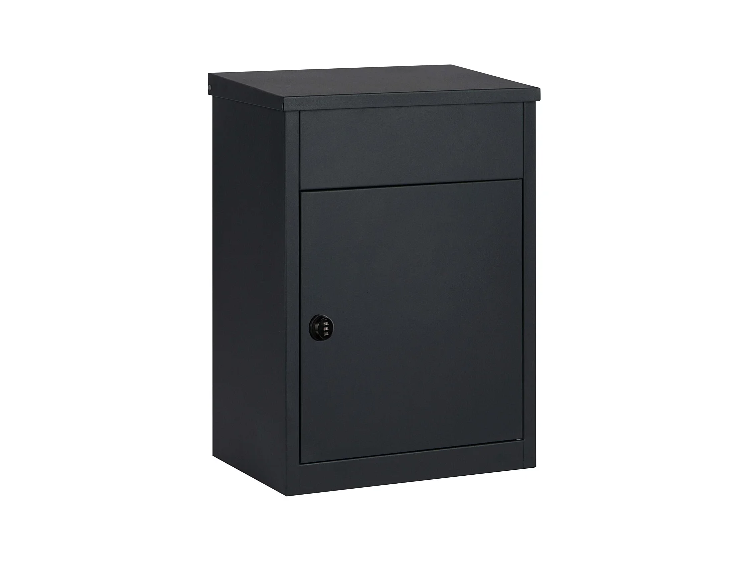 Boîte aux lettres pour colis Noir mat - Grande ouverture 24 x 34 cm, clapet anti-retour - Fixation murale