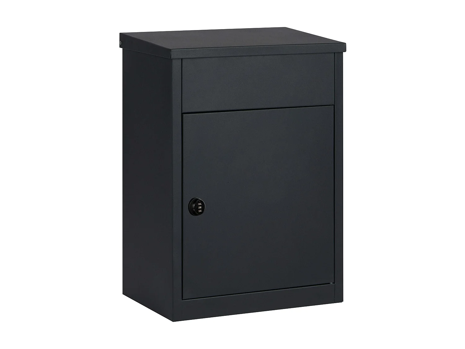 Boîte aux lettres pour colis Noir mat - Grande ouverture 24 x 34 cm, clapet anti-retour - Fixation murale